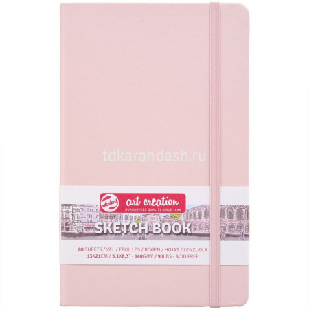 Скетчбук 13х21см 80л 140г/м2 "Art Creation" на резинке, твердая обложка, розовый 9314012M