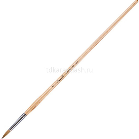 Кисть колонок микс круглая №4 длинная ручка 112204
