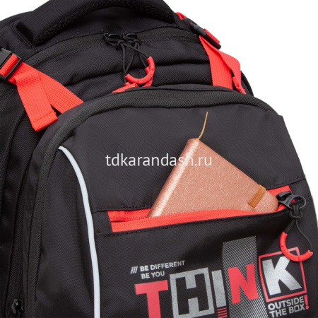 Рюкзак 28х39х17см 943гр, 2 отделения, 3 кармана, с сумкой для обуви, черный/красный RB-458-1/2 от магазина "Карандаш"