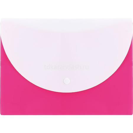 Папка-конверт на кнопке А5 пластик 0,18мм с карманом, розовая Е38978