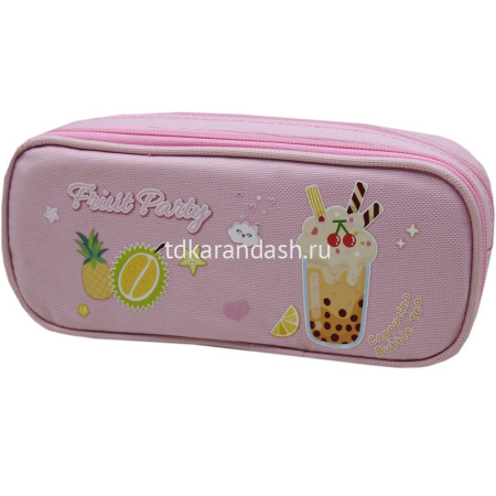 Пенал "Fruit party" 21х9х6см прямоугольный, 2 отделения, текстиль, 3 цвета DB23200 от магазина "Карандаш"