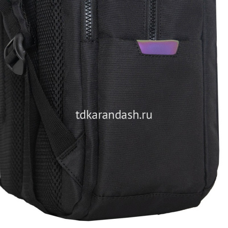 Рюкзак 29х41,5х18см, 740гр, 2 отделения, 2 кармана, черный световозвращающий RU-534-1/1 от магазина "Карандаш"