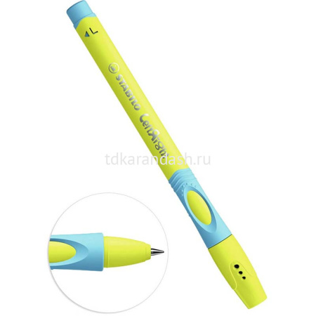 Ручка шариковая для левшей 0,45мм синяя, желтый/голубой корпус 6318/8-10-41