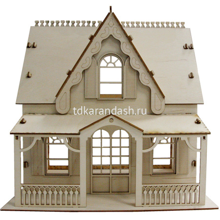 Кукольный дом с террасой 34х30х34см фанера 450019
