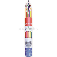 Карандаши 12 цветов шестигранные дерево, в тубусе-подставке 9801-12 от магазина "Карандаш"