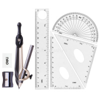 Готовальня 8 предметов (циркуль, линейка, транспортир, угольники, ластик, точилка, карандаш) EG30404 от магазина "Карандаш"