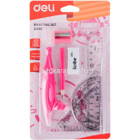 Набор чертежный 8 предметов (циркуль, линейка, транспортир, 2 треуг-ка, точилка, карандаш, ластик) от магазина "Карандаш"