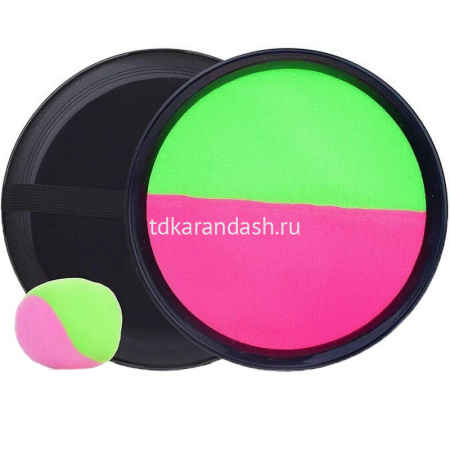 Игра "Поймай мяч" 18х18см в сетке, пластик/текстиль (2 тарелки, мяч 6см) 9500B от магазина "Карандаш"