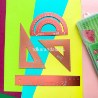 Набор 4 предмета "JuniorGraphix. Арбуз" (линейка 15см, 2 треугольника 10см, транспортир) металл от магазина "Карандаш"