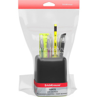 Набор настольный "Forte Accent" 18,5х9х24см 9 предметов, пластик, черный с желтой вставкой от магазина "Карандаш"