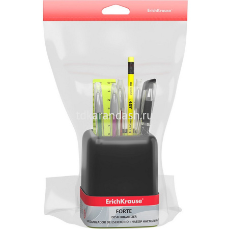 Набор настольный "Forte Accent" 18,5х9х24см 9 предметов, пластик, черный с желтой вставкой от магазина "Карандаш"