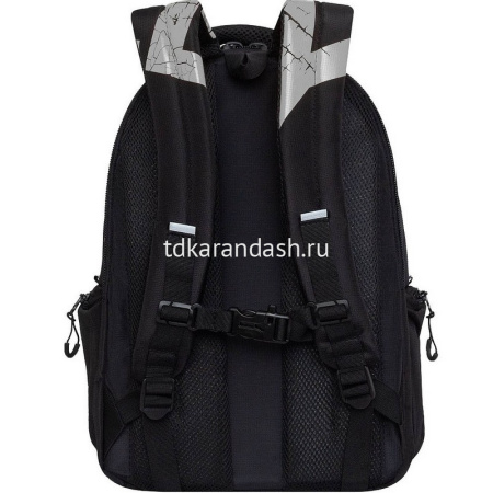 Рюкзак 32х42х22см, 1100гр, 2 отделения, 4 кармана, черный/серый светоотражающий RU-423-14/6 от магазина "Карандаш"
