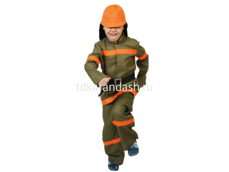 Карн.костюм Пожарный р.32-34 рост 128-134см (куртка, брюки, шлем) текстиль 5116-M