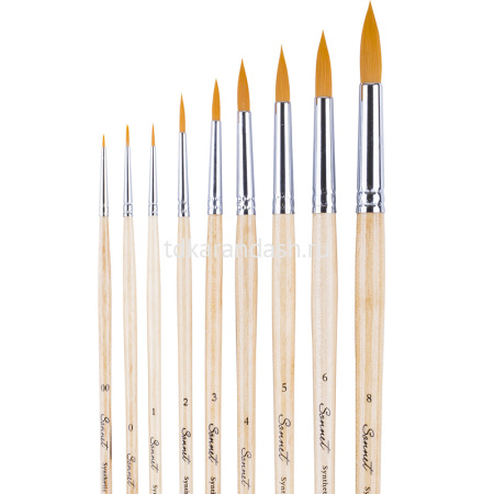 Кисть синтетика круглая №3 длинная ручка 312203 от магазина "Карандаш"