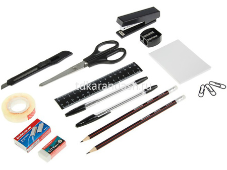 Набор настольный "Мини-Бюргер" 20х13х13см 14 предметов, вращающийся, пластик, чёрный 95 от магазина "Карандаш"