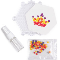 Аквамозаика "Корона" 15х15х3,5см №10 (бусины, основа, трафарет, бутылка с распылителем) AQB-01/10 от магазина "Карандаш"