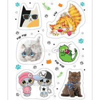 Наклейки "Котики бывают разными" А6 11,5х15см 4 листа в пакете с европодвесом 4Р6н/084836 от магазина "Карандаш"