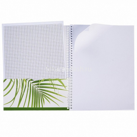 Тетрадь А4 96л без линовки "Nature" на спирали, обложка с карманом, перфорация на отрыв 073917 от магазина "Карандаш"