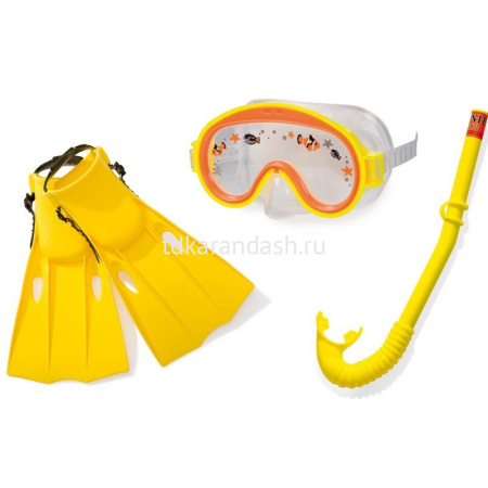 Набор д/плавания (маска, трубка, ласты) желтый Y3078-15