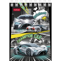 Блокнот А7 40л "Авто чемпион" клетка, на спирали, 6 дизайнов 081181 от магазина "Карандаш"