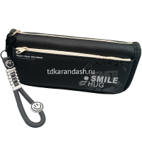 Пенал "Smile hug" 21,5х9х6см, прямоугольный, 1 отделение, 1 карман, текстиль, с брелком 3 цвета от магазина "Карандаш"