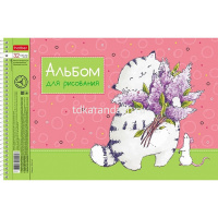 Альбом для рисования А4 32л "Приключения кота Пирожка" на спирали перфорация на отрыв, 5 дизайнов от магазина "Карандаш"