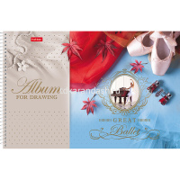 Альбом для рисования А4 32л "Great Ballet" на спирали, матовая ламинация 3D фольга 3D лак 5 дизайнов от магазина "Карандаш"