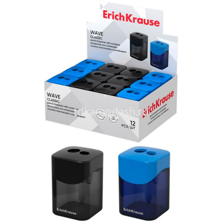 Точилка 2 отв. "Wave Classic" 38х57х38мм с контейнером, пластк, 2 цвета корпуса 21835 от магазина "Карандаш"