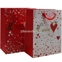 Пакет подарочный "Сердца" 26х32х12см 3 цвета 11514-24 от магазина "Карандаш"