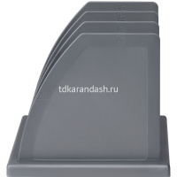 Подставка д/бумаг 3-х секционная 17х19х21,5см сборная серая, пластик ПБ-30439 от магазина "Карандаш"