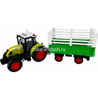 Трактор с прицепом "Ферма" инерционный на батарейках, пластик 37х12х9см (свет, звук) WY900H от магазина "Карандаш"