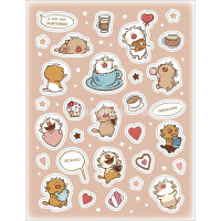 Наклейки "Кофейные коты" А6 11,5х15см 4 листа в пакете с европодвесом 4Н6н/091212 от магазина "Карандаш"