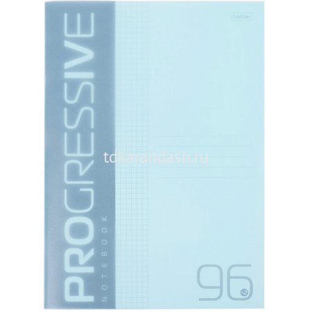 Тетрадь А4 96л клетка "Progressive. Бирюзовая" на скобе, пластиковая обложка 96Т4В1/084964