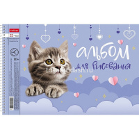 Альбом для рисования А4 32л "Пушистые мордочки" на спирали перфорация на отрыв 5 дизайнов 085220 от магазина "Карандаш"