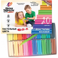 Пластилин 20 цветов 300гр. "Школа творчества" восковой пастельный, со стеком, картон 31С 2073-08 от магазина "Карандаш"