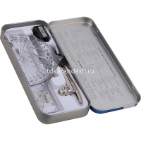 Готовальня 8 предметов (циркуль, карандаш, точилка, транспортир, 3 линейки, ластик) металл EG30505 от магазина "Карандаш"