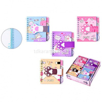 Блокнот 100х112мм 65л "Лапки" клетка/линия, на спирали, на липучке, цветной блок, 4 дизайна M-3217 от магазина "Карандаш"