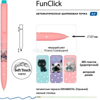Ручка шариковая "FunClick. Kitty life" 0,7мм синяя, автомат, корпус Soft Touch 3 вида 20-0297/07 от магазина "Карандаш"