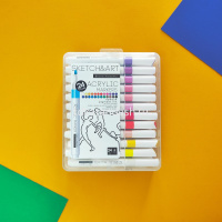 Набор маркеров "Sketch&Art" акриловые 24шт, пулевидный наконечник, толщина линии 1-3мм 22-0127 от магазина "Карандаш"