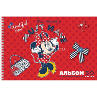 Альбом для рисования А4 30л "Микки и Минни Маус" на спирали перфорация на отрыв 5 дизайнов 062236 от магазина "Карандаш"