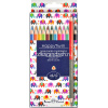 Карандаши 24 цвета "Twincolor happy" 12шт. двусторонние трехгранные дерево, картон, 4 вида 30-0080