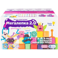 Набор д/лепки из теста 20 цветов 50гр. 40шт. "Мегалепка 2.0" (12 формочек, 2 стека, скалка, аксессуа от магазина "Карандаш"