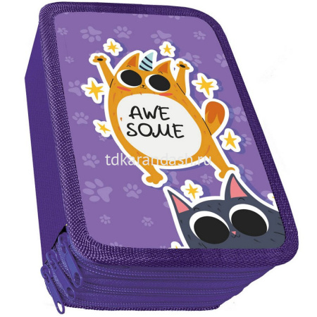 Пенал "Awesome" 19x10,5х6см, прямоугольный, трехстворчатый ПО-110