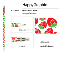 Карандаш цанговый механический "FunGraphix. Клубнички" 2мм с ластиком, точилкой 21-0041/04 от магазина "Карандаш"