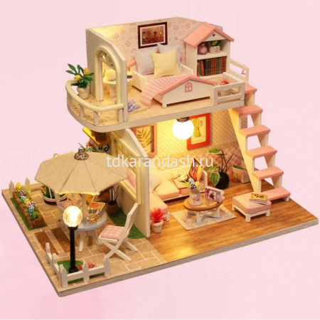 Конструктор "Румбокс. Кукольный домик" 19х15х13см, 2 этажа (пластик, дерево, свет) M033 от магазина "Карандаш"