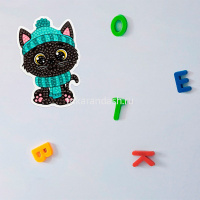 Алмазная мозаика 7х10,5см "Котик в шапке" на магните полная выкладка ALVM-087 от магазина "Карандаш"