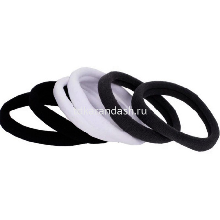 Резинка для волос 4,5см 6 шт. 3 цвета (белый, серый, черный) 11891-24 от магазина "Карандаш"