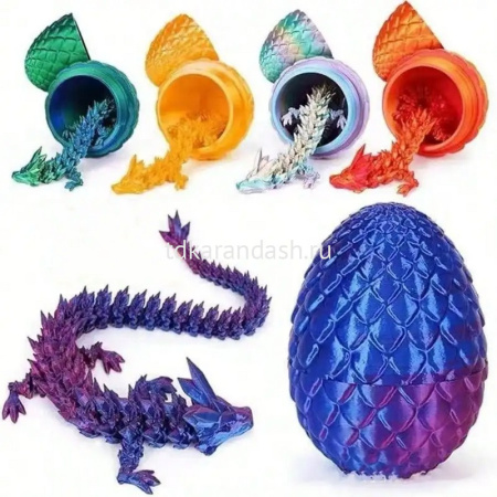 Фигурка 3D "Дракон" 22см подвижный, в яйце 8,5х6см, пластик, 6 цветов 11267-24 от магазина "Карандаш"