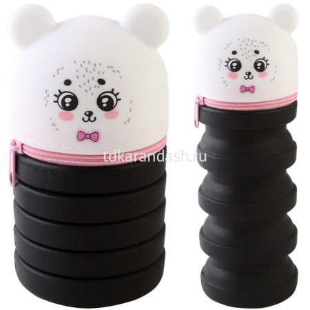Пенал "100% Cute. Panda" 20x6,5x6,5см, силикон, увеличивающийся, черно-белый 7027013