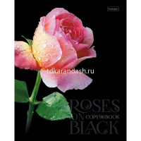 Тетрадь А5 96л клетка "Roses on black" на скобе 3D лак матовая ламинация 5 дизайнов 050510 от магазина "Карандаш"